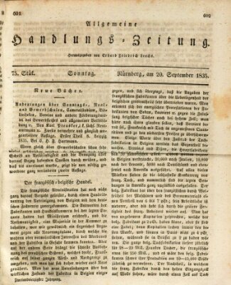 Allgemeine Handlungs-Zeitung Sonntag 20. September 1835