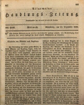 Allgemeine Handlungs-Zeitung Mittwoch 23. Dezember 1835