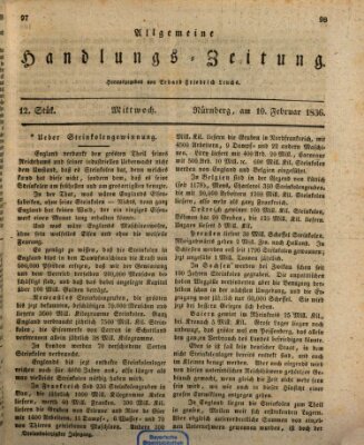 Allgemeine Handlungs-Zeitung Mittwoch 10. Februar 1836