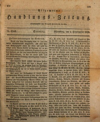 Allgemeine Handlungs-Zeitung Sonntag 4. September 1836