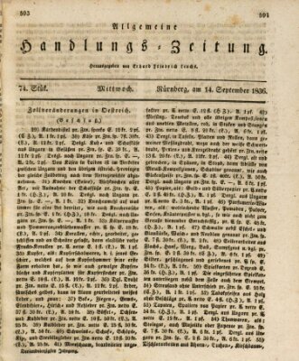 Allgemeine Handlungs-Zeitung Mittwoch 14. September 1836