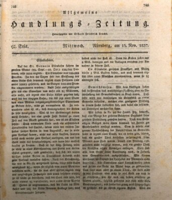 Allgemeine Handlungs-Zeitung Mittwoch 15. November 1837