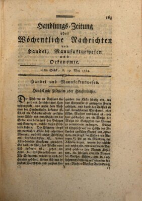 Handlungszeitung oder wöchentliche Nachrichten von Handel, Manufakturwesen, Künsten und neuen Erfindungen Samstag 29. Mai 1784
