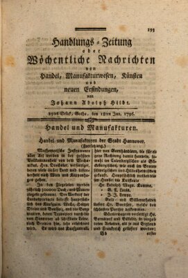 Handlungszeitung oder wöchentliche Nachrichten von Handel, Manufakturwesen, Künsten und neuen Erfindungen Samstag 18. Juni 1796