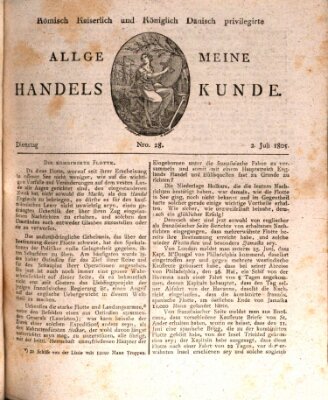 Römisch Kaiserlich und Königlich Dänisch privilegirte allgemeine Handelskunde Dienstag 2. Juli 1805