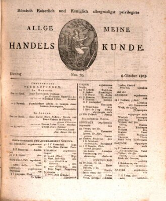 Römisch Kaiserlich und Königlich Dänisch privilegirte allgemeine Handelskunde Dienstag 8. Oktober 1805