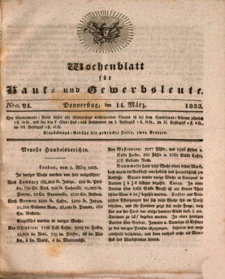 Wochenblatt für Kauf- und Gewerbsleute Donnerstag 14. März 1833