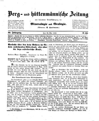 Berg- und hüttenmännische Zeitung Mittwoch 25. Mai 1853