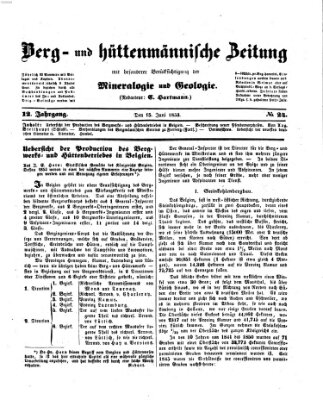 Berg- und hüttenmännische Zeitung Mittwoch 15. Juni 1853