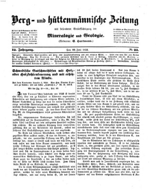 Berg- und hüttenmännische Zeitung Mittwoch 22. Juni 1853