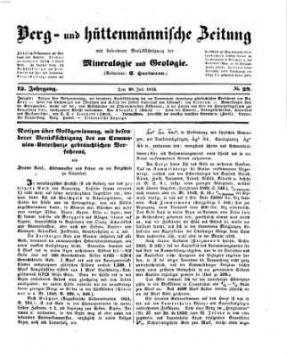Berg- und hüttenmännische Zeitung Mittwoch 20. Juli 1853