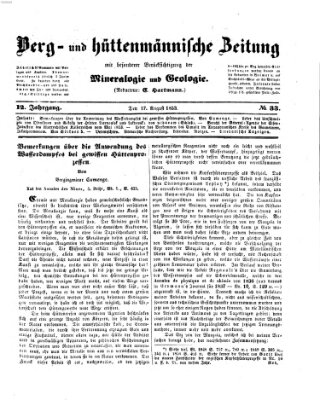 Berg- und hüttenmännische Zeitung Mittwoch 17. August 1853