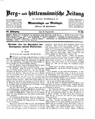 Berg- und hüttenmännische Zeitung Mittwoch 31. August 1853