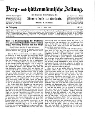 Berg- und hüttenmännische Zeitung Mittwoch 12. April 1854