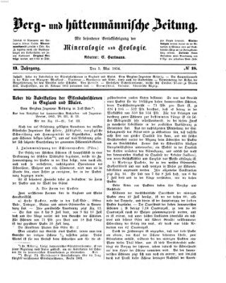 Berg- und hüttenmännische Zeitung Mittwoch 3. Mai 1854