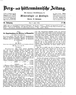 Berg- und hüttenmännische Zeitung Mittwoch 7. Juni 1854
