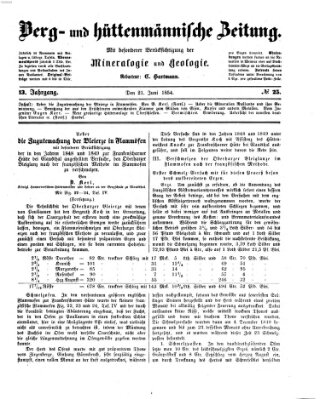 Berg- und hüttenmännische Zeitung Mittwoch 21. Juni 1854
