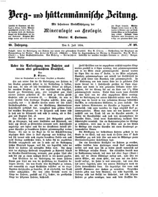Berg- und hüttenmännische Zeitung Mittwoch 5. Juli 1854