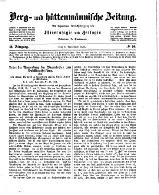 Berg- und hüttenmännische Zeitung Mittwoch 6. September 1854