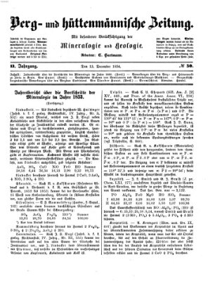 Berg- und hüttenmännische Zeitung Mittwoch 13. Dezember 1854