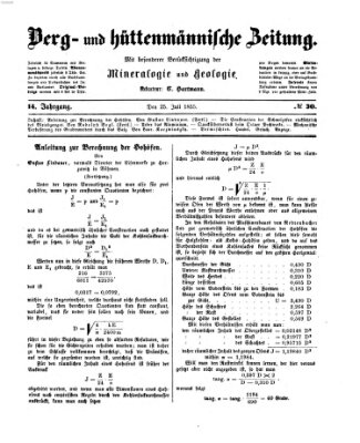 Berg- und hüttenmännische Zeitung Mittwoch 25. Juli 1855