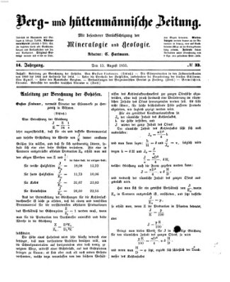 Berg- und hüttenmännische Zeitung Mittwoch 15. August 1855