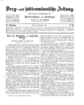 Berg- und hüttenmännische Zeitung Mittwoch 19. November 1856