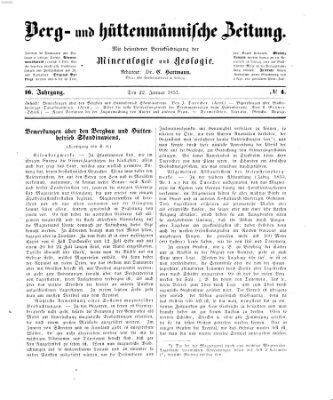 Berg- und hüttenmännische Zeitung Donnerstag 22. Januar 1857