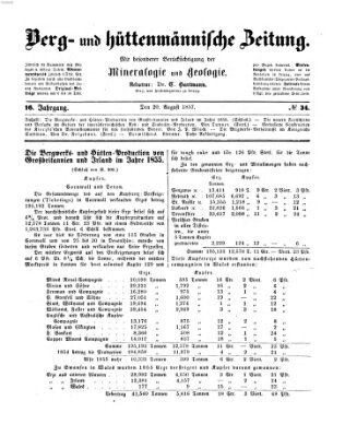 Berg- und hüttenmännische Zeitung Donnerstag 20. August 1857