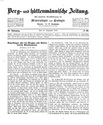 Berg- und hüttenmännische Zeitung Donnerstag 10. September 1857