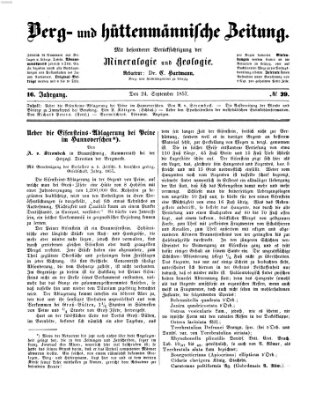 Berg- und hüttenmännische Zeitung Donnerstag 24. September 1857