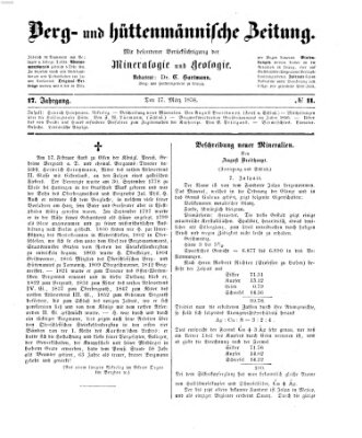 Berg- und hüttenmännische Zeitung Mittwoch 17. März 1858