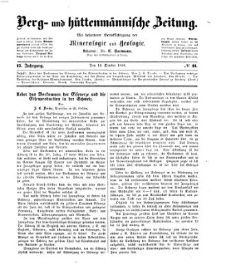 Berg- und hüttenmännische Zeitung Mittwoch 13. Oktober 1858