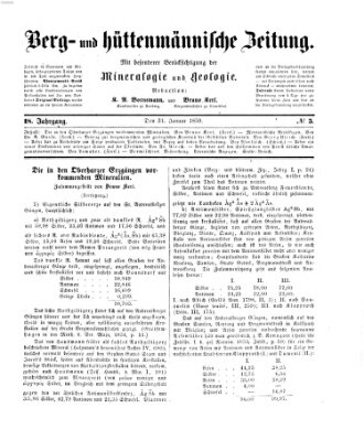 Berg- und hüttenmännische Zeitung Montag 31. Januar 1859