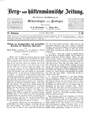 Berg- und hüttenmännische Zeitung Montag 21. März 1859