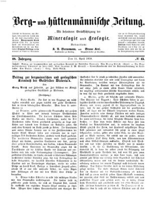 Berg- und hüttenmännische Zeitung Montag 11. April 1859
