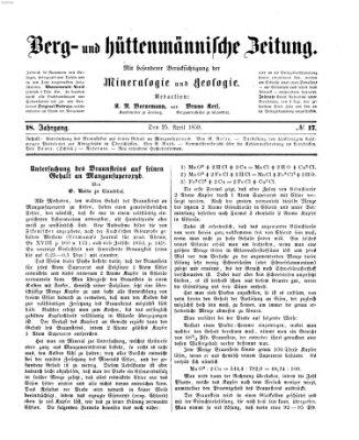Berg- und hüttenmännische Zeitung Montag 25. April 1859