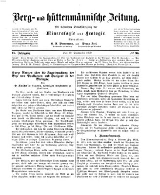 Berg- und hüttenmännische Zeitung Montag 19. September 1859