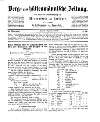 Berg- und hüttenmännische Zeitung Montag 26. September 1859