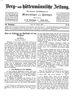 Berg- und hüttenmännische Zeitung Montag 16. Januar 1860