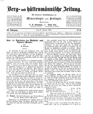Berg- und hüttenmännische Zeitung Montag 27. Februar 1860