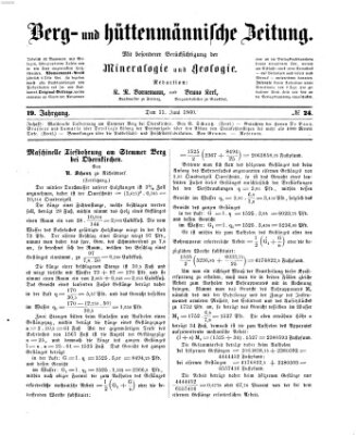 Berg- und hüttenmännische Zeitung Montag 11. Juni 1860