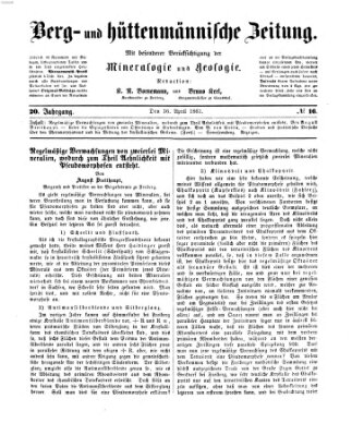 Berg- und hüttenmännische Zeitung Dienstag 16. April 1861