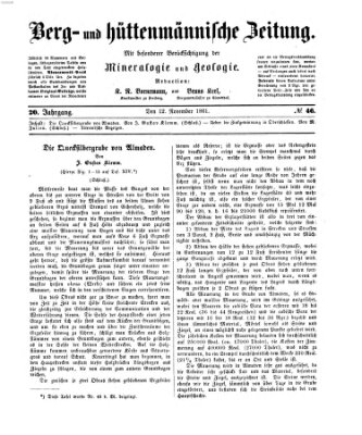 Berg- und hüttenmännische Zeitung Dienstag 12. November 1861