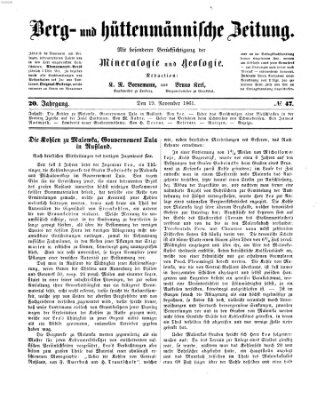 Berg- und hüttenmännische Zeitung Dienstag 19. November 1861
