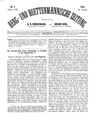 Berg- und hüttenmännische Zeitung Mittwoch 22. Januar 1862