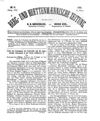 Berg- und hüttenmännische Zeitung Mittwoch 12. März 1862