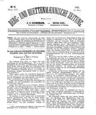 Berg- und hüttenmännische Zeitung Mittwoch 26. März 1862