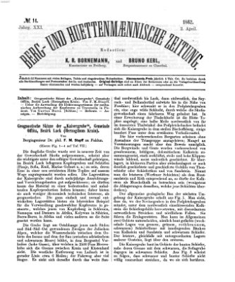 Berg- und hüttenmännische Zeitung Mittwoch 2. April 1862