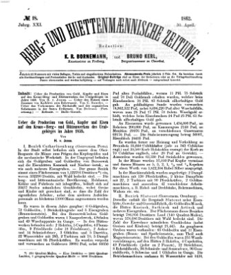 Berg- und hüttenmännische Zeitung Mittwoch 30. April 1862